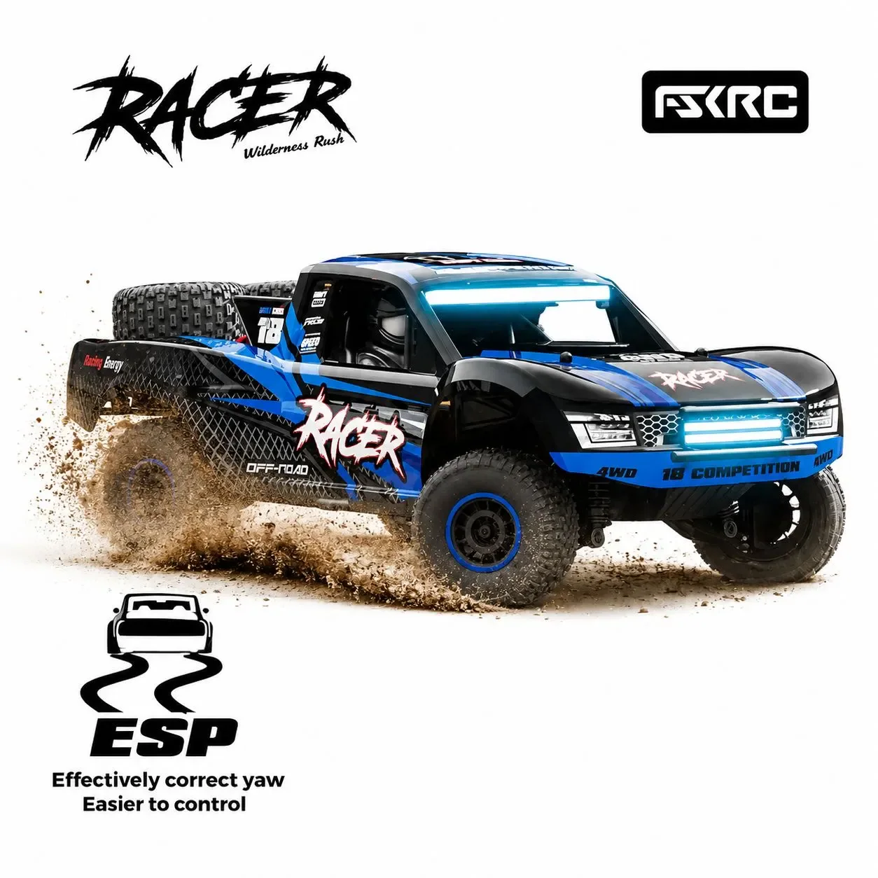 80+ km/h 4WD Brushless Rally RC Car with Gyro front view