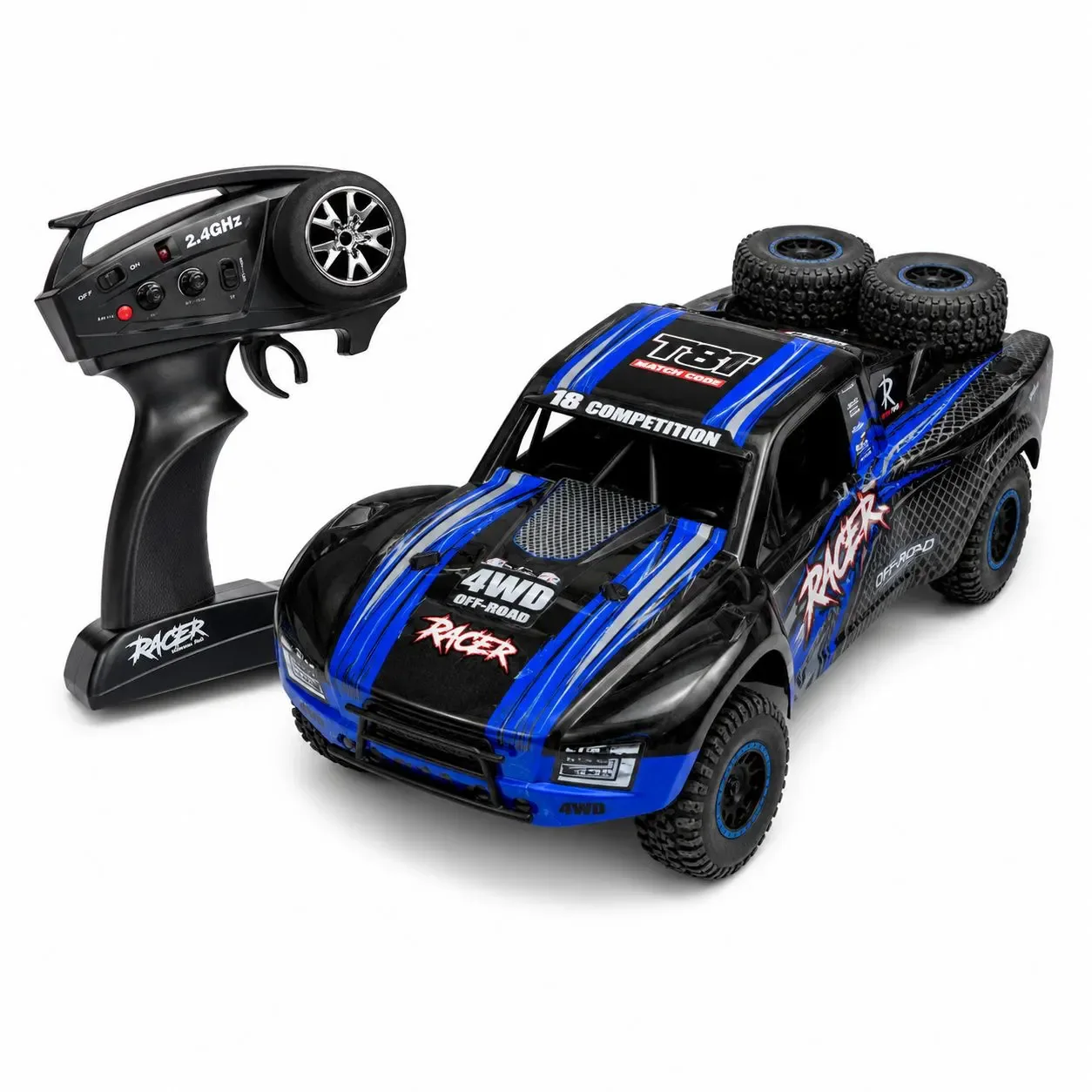 80+ km/h 4WD Brushless Rally RC Car with Gyro side view