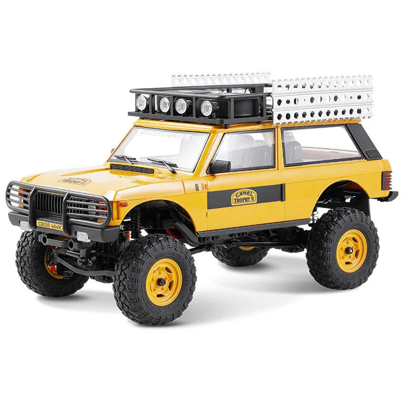 FMS FCX24M Range Rover Camel Trophy 1:24 Crawler - Yellow front view