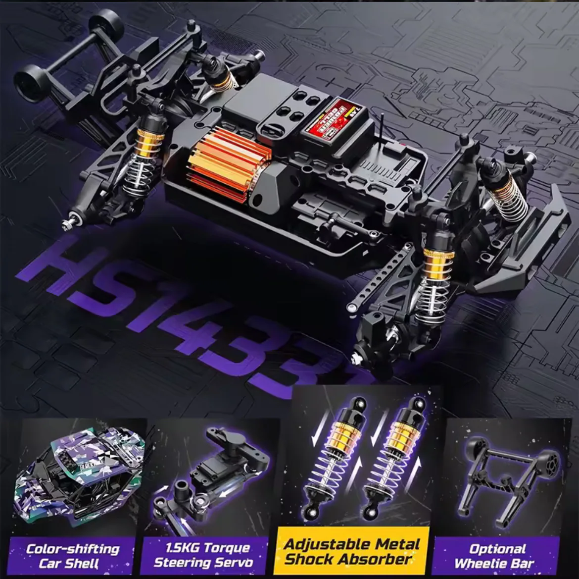 HOSPEED HS14331 1:14 40km/h Brushless 4WD Truggy package view