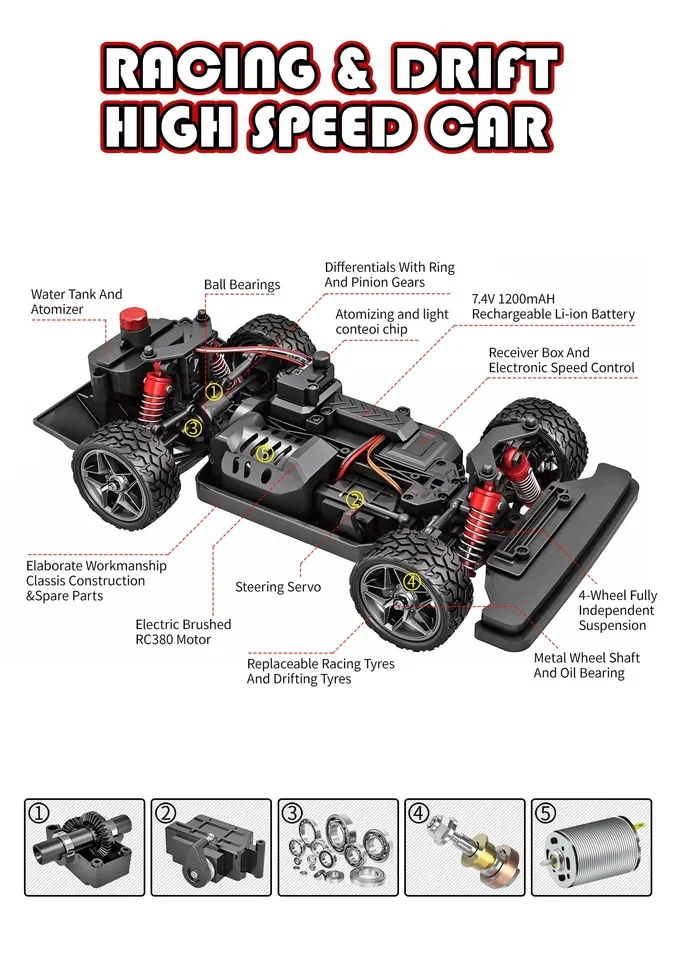 HOSPEED HS16351 1:16 4WD Drift Monster Truck side view