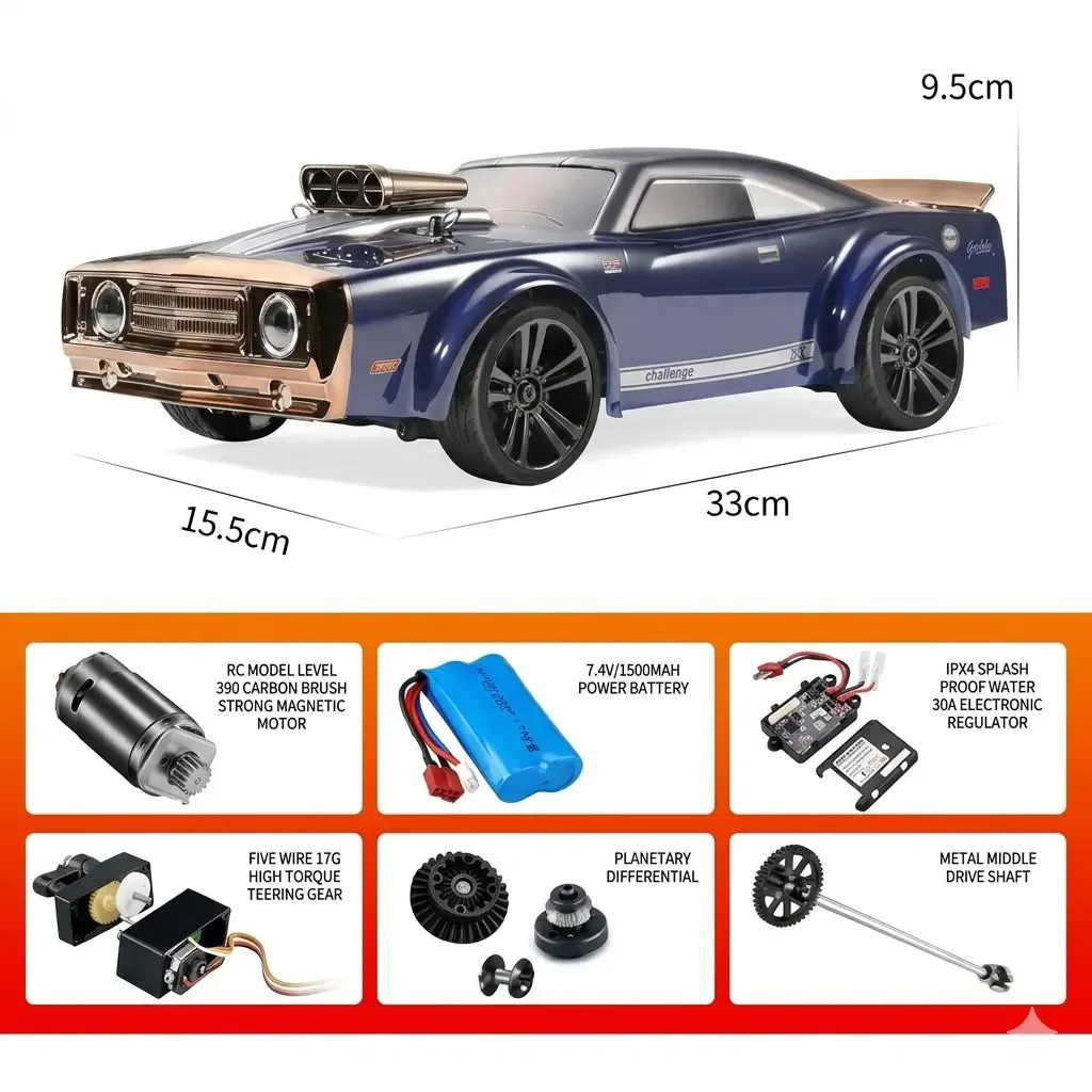 Hurricane AWD RC Muscle Car detail view