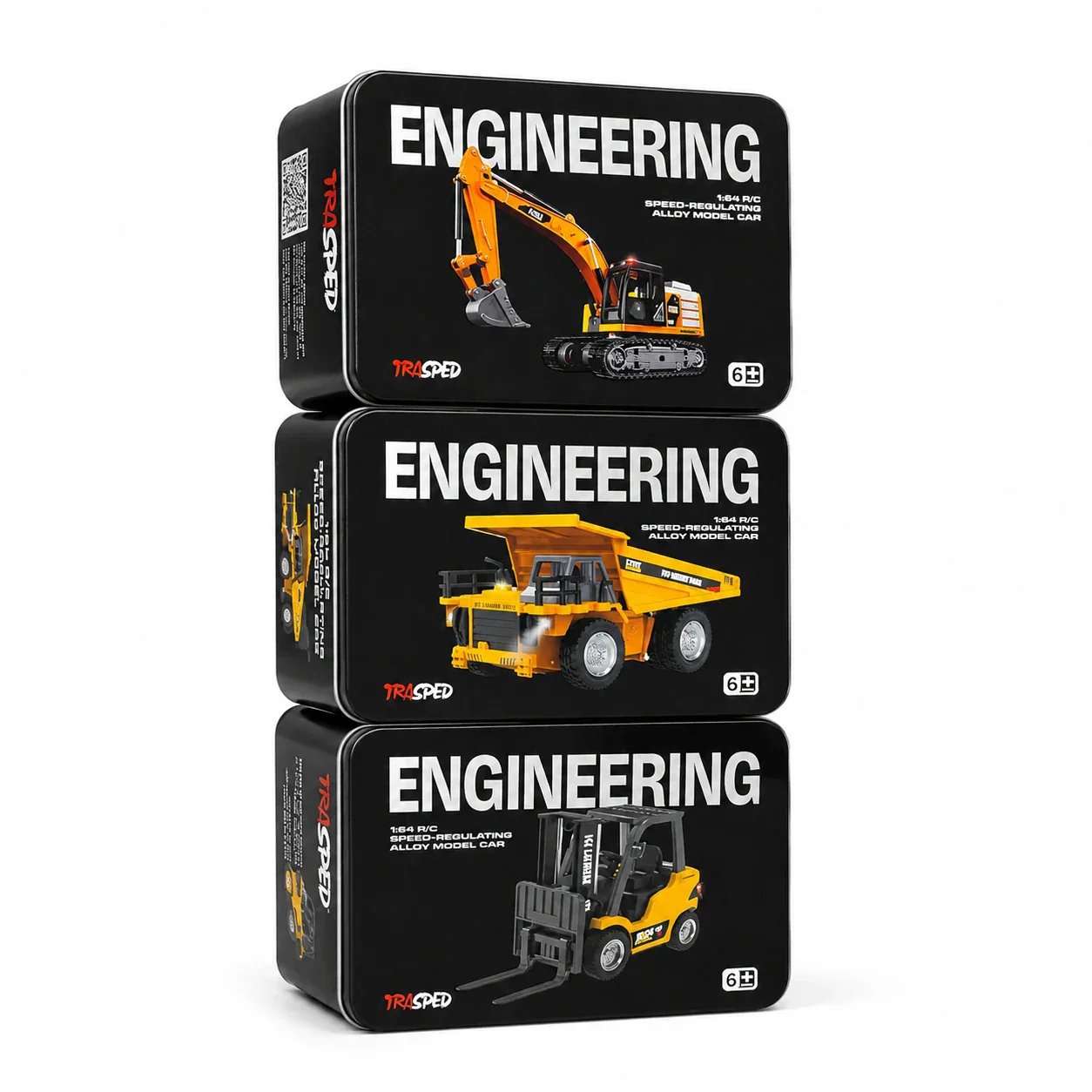 Mini JCB 1:64 RC Construction Combo Set – 3 Models front view