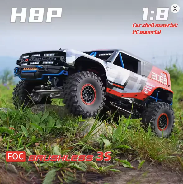 MJX H8P 1:8 Ford Bronco Baja 1000 Brushless Crawler front view