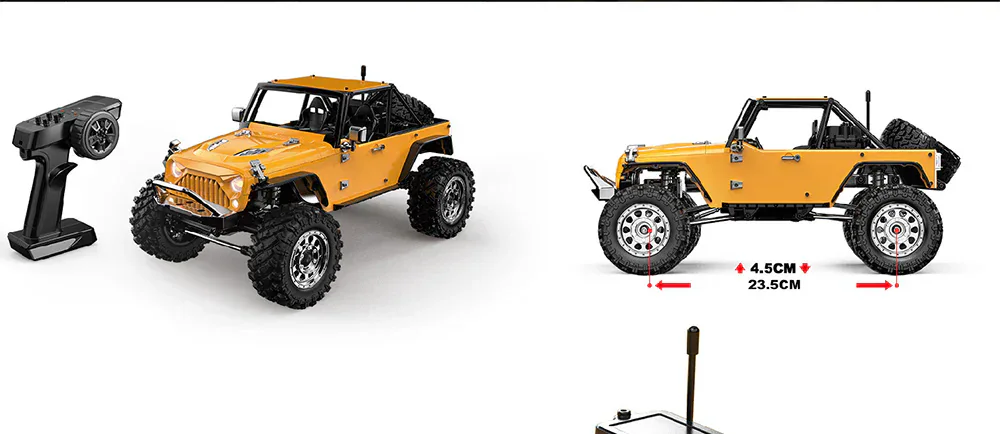 MJX Hyper Go H12Y Plus 1:12 Brushless Crawler - Yellow detail view