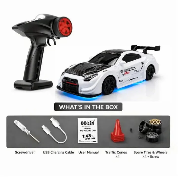 Nissan GTR White RC Car detail view
