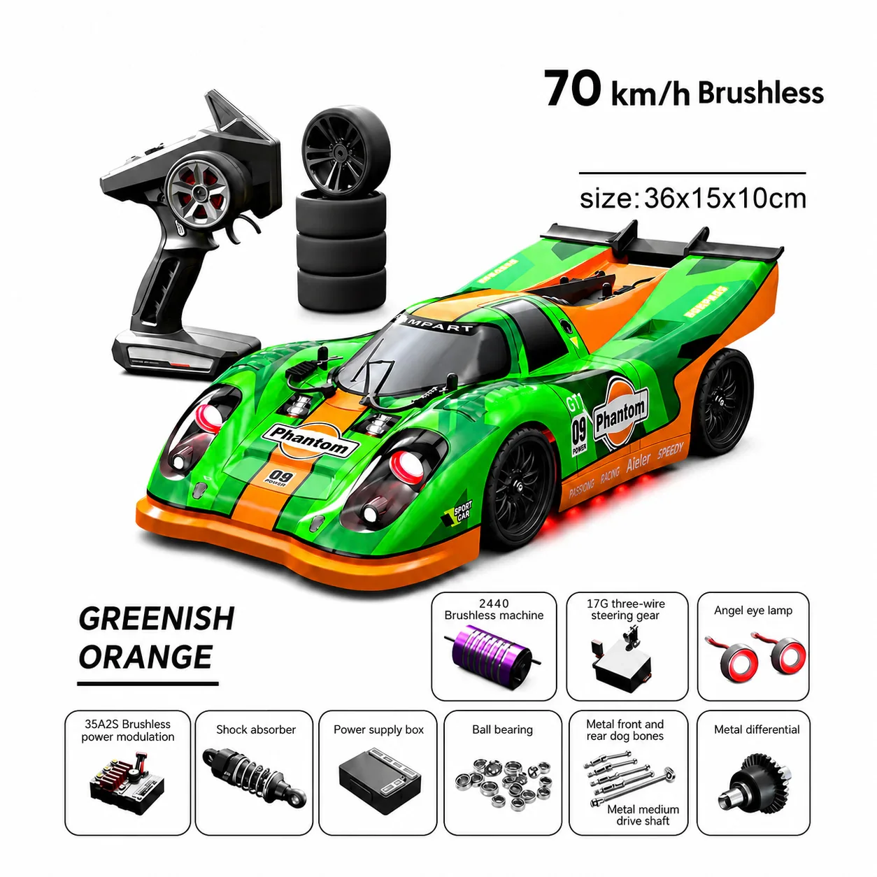 Phantom Pro 09 1:16 70km/h Brushless 4WD RC Car detail view