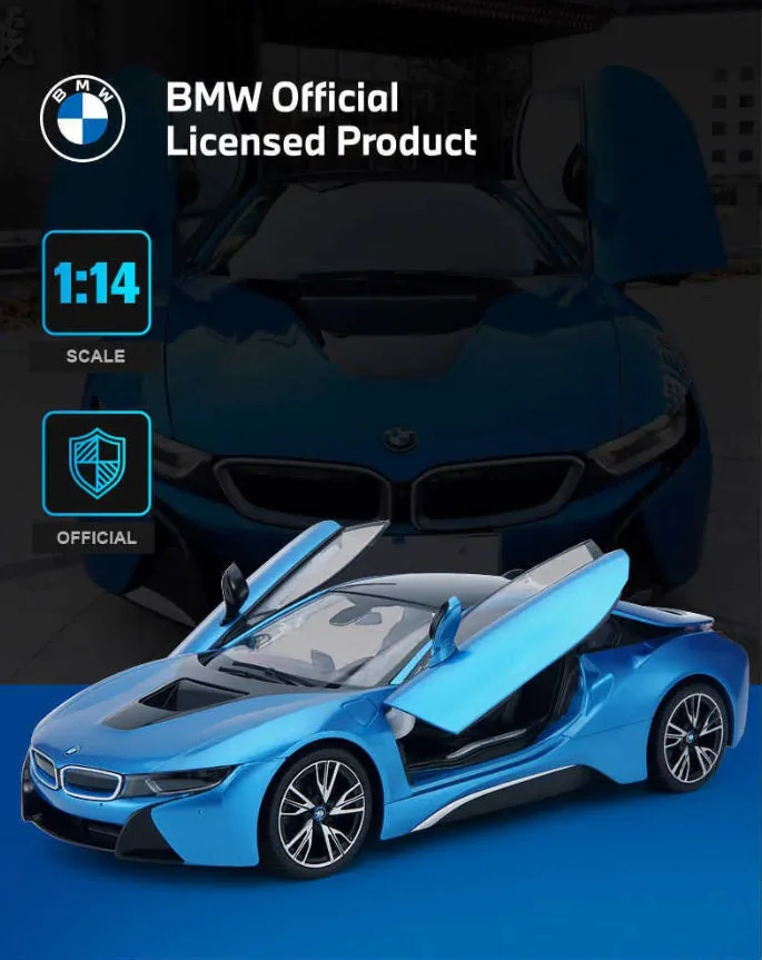 RASTAR 11KM/H 1:14 BMW i8 Remote Control Racing Car package view