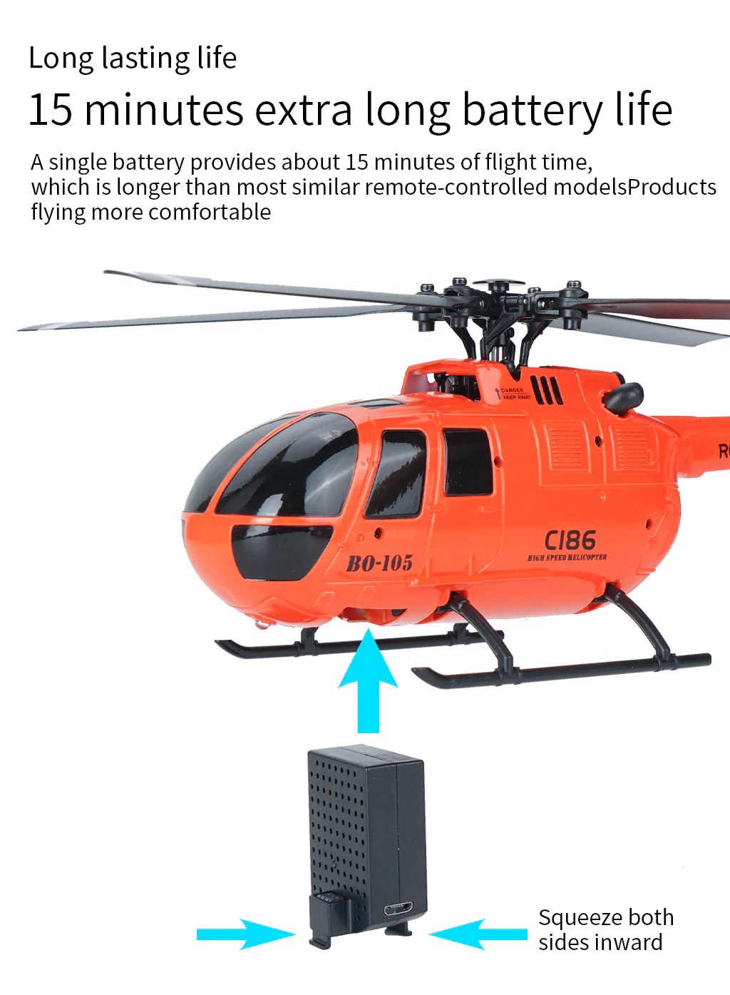 RC ERA C186 BO105 Four-Way Single Propeller Flybarless Helicopter package view
