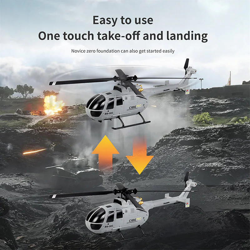 RC ERA C186 BO105 Four-Way Single Propeller Flybarless Helicopter detail view