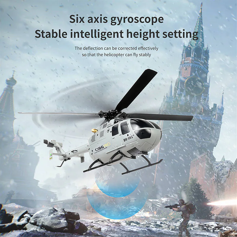 RC ERA C186 BO105 Four-Way Single Propeller Flybarless Helicopter side view