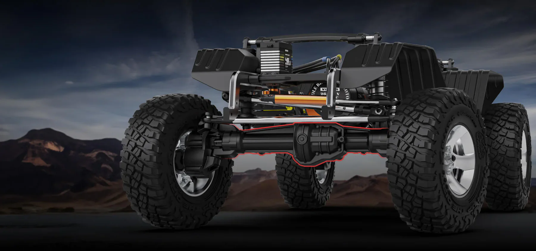 Rlaarlo TK07 1:7 Brushless 4WD RTR RC Crawler - Red detail view