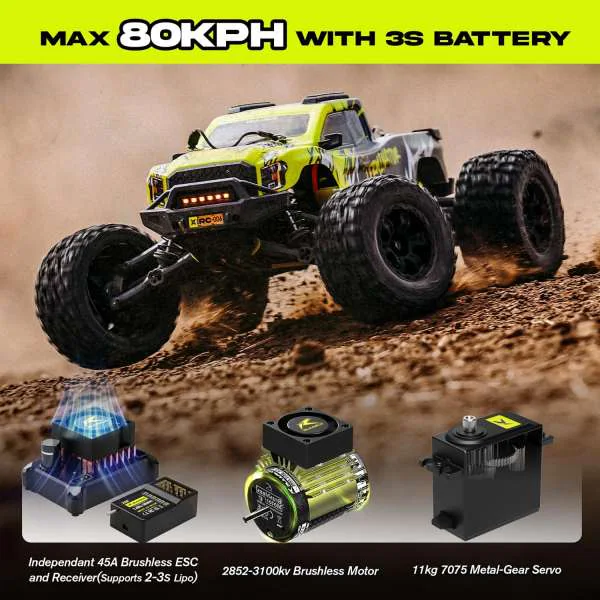 Rlaarlo RZ001G-A 1:10 Metal Brushless Monster Truck side view