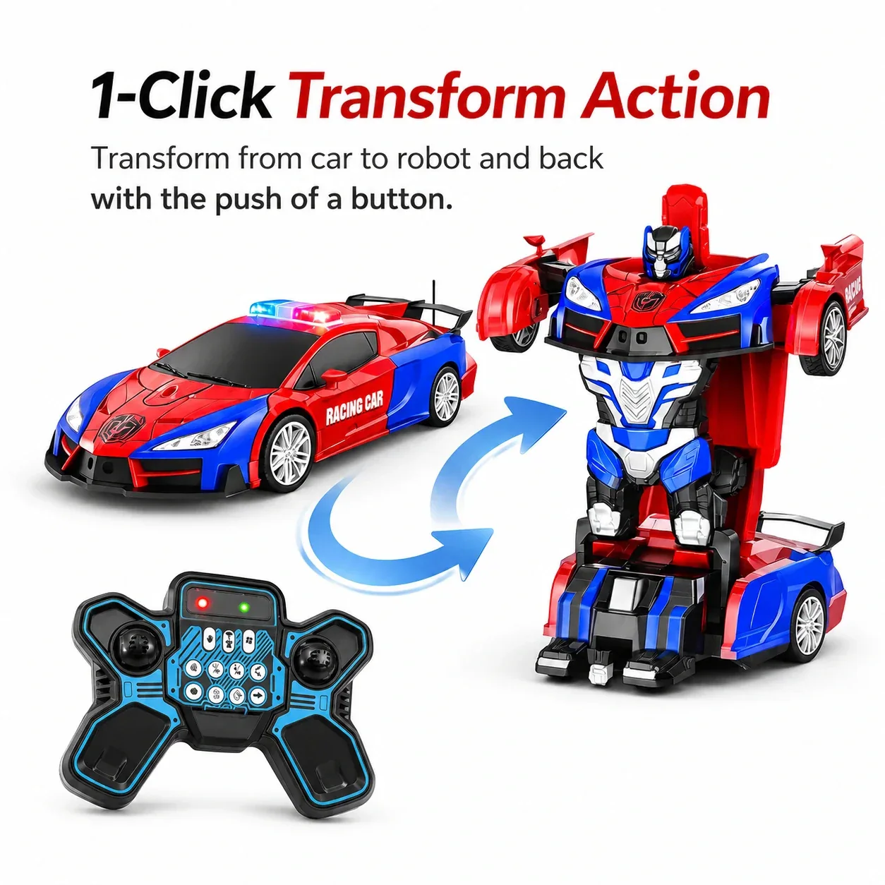 Robot Transforming RC Car with Lights & Sound detail view