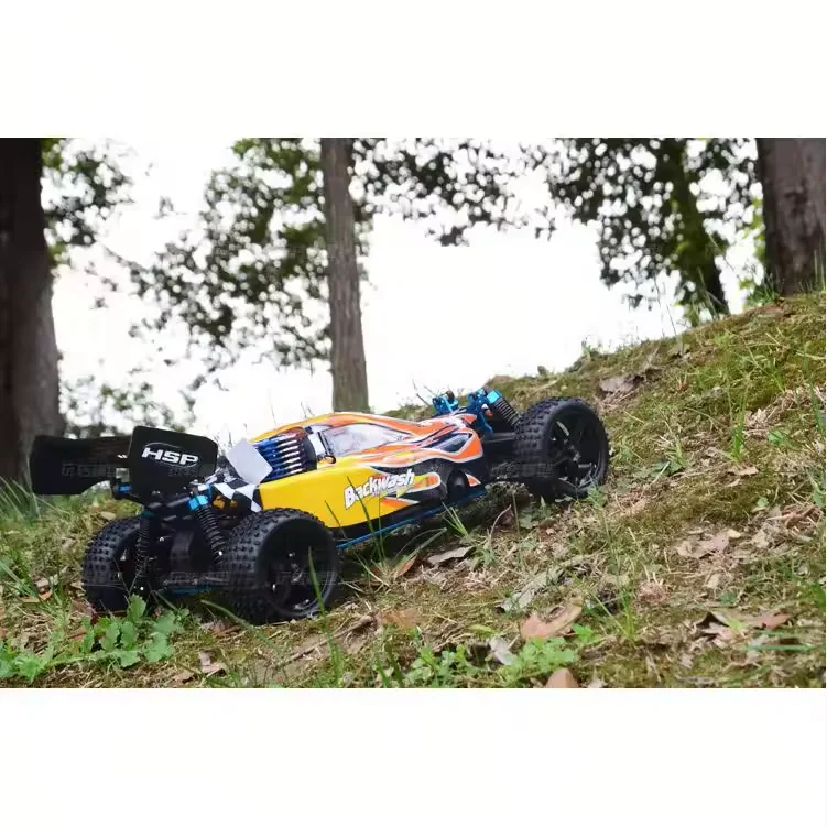 1/10 Scale Nitro RC Car – 4WD Oil-Powered Flat Sports Racing Car side view