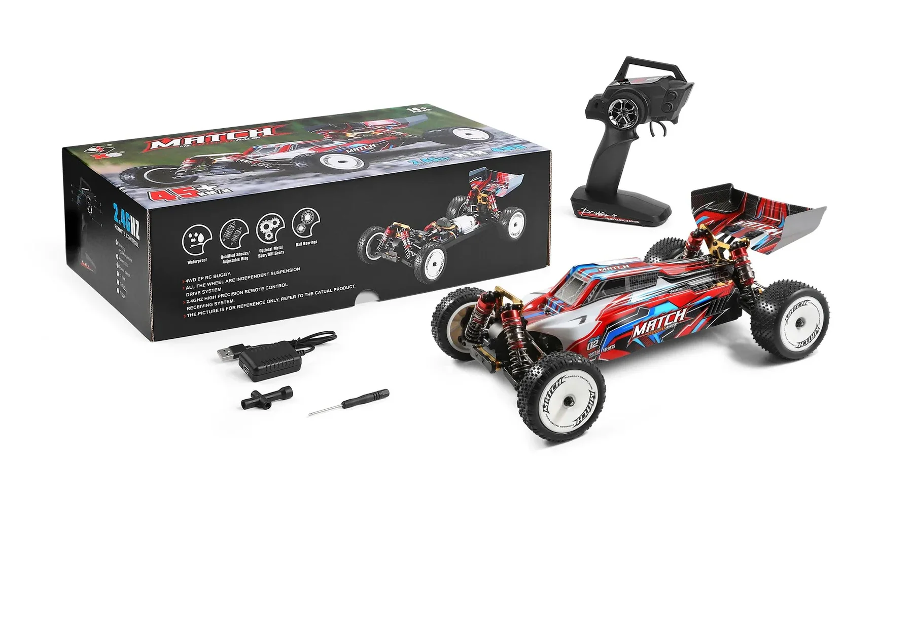 WLtoys 104001 Brushed 45km/h Metal Chassis 4WD Electric High Speed front view