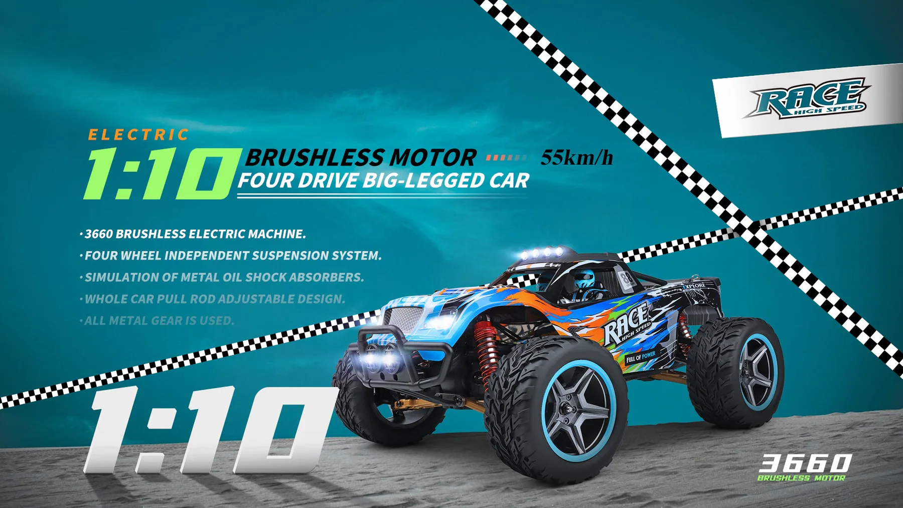 WLtoys 104019 1/10 55km/h 4WD Electric Remote Control Off-road Drift detail view
