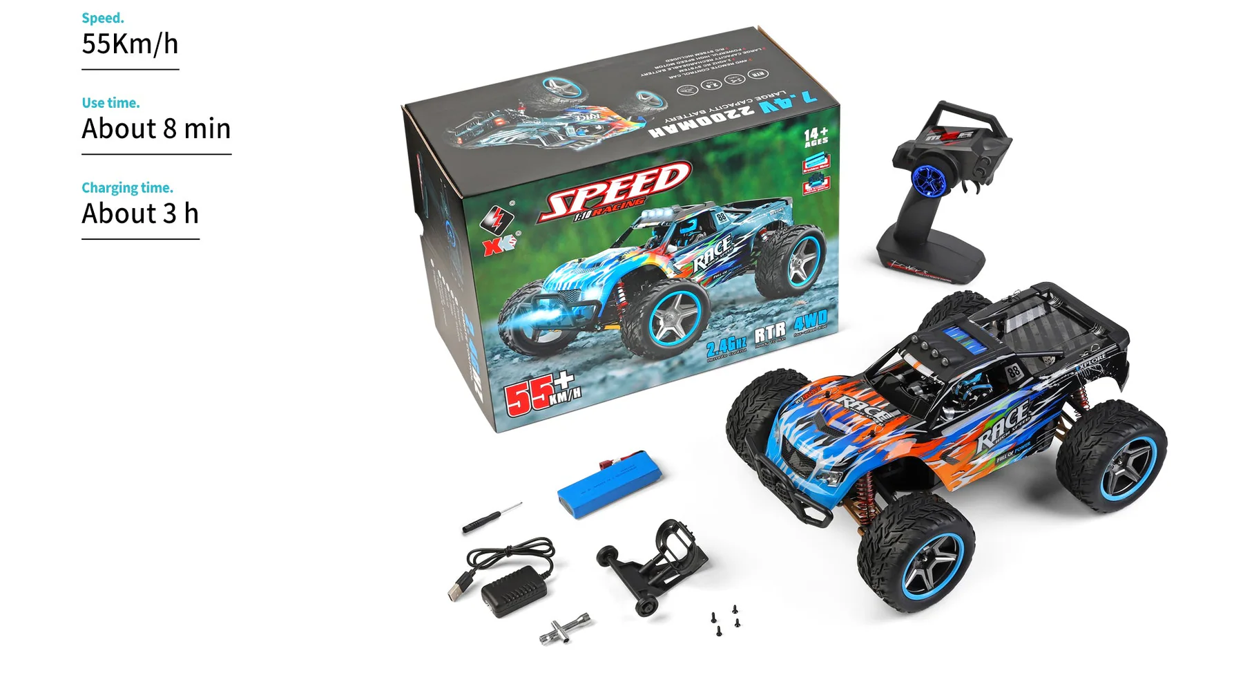 WLtoys 104019 1/10 55km/h 4WD Electric Remote Control Off-road Drift front view