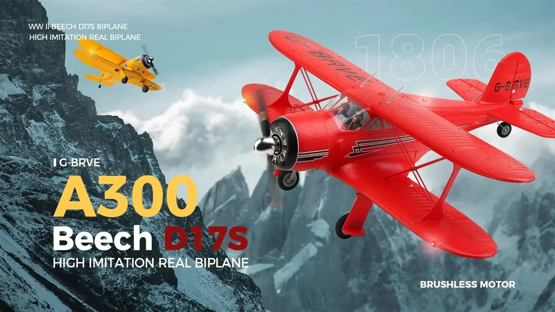 WLtoys XK A300 Beechcraft D17S Brushless RC Biplane package view