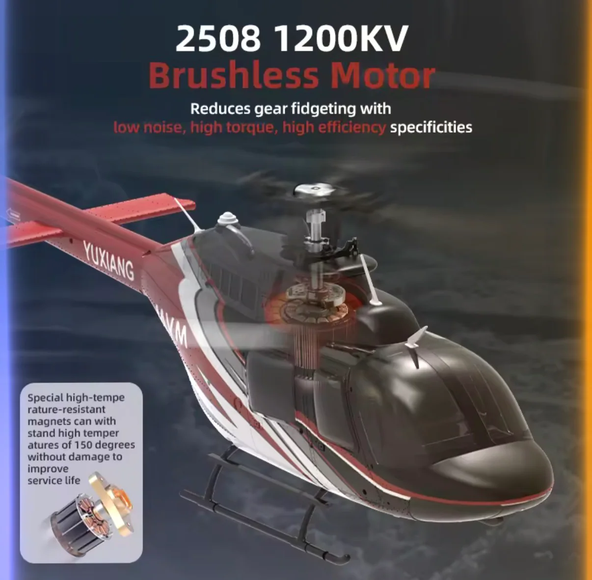 YUXIANG F08 Bell 206 1:34 Brushless 6CH RC Helicopter package view